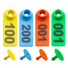 염소귀표 인식표 가축 식별태그 이표 돼지 양 소, 옐로우 클립 100세트