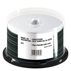 Verbatim CD-R 700MB SR80STP50B2 바베이텀 1회 기록용 50장 서멀 인쇄용 단면 1층, 1개, 상세페이지 참조