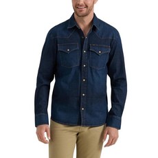 Lee 남성용 헤리티지 웨스턴 셔츠 Inky Blue 빈티지 워시 L 150582 7400420798