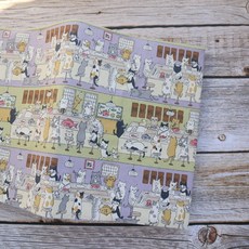 【貓咪迴轉壽司】布書衣 書衣 可調式 日本進口布料 A4 A5 A6 B6 20K 16K 手工書衣 交換禮物, 1個