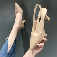 708090 여성용 뾰족토 하이힐 샌들 여름 스트랩 슬링백 뮬