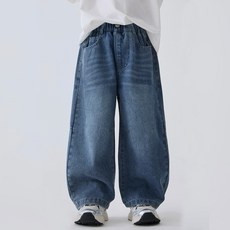 투나이언 남아 주니어용 벌룬 와이드 밴딩 데님 청바지