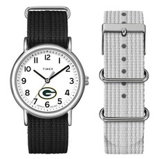 Timex 유니 위켄더 박스 세트 38mm 시계 - 그린 베이 패커스 블랙. 모던.