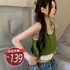 韓版設計感假兩件運動背心 小可愛 背心 衣服 女裝 上衣【V421】台灣發貨