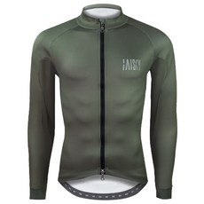 BAISKY 男款雙拉鍊抓絨長袖自行車衣 軍綠
