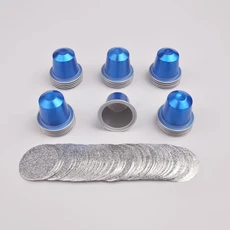 DIY 네슬레 에스프레소 커피 캡슐 알루미늄 빈 쉘 씰링 기계 Xiaomi Mi Home Thoughts 컵 Pac과 호환 가능, 04 100psc, 02 Sending spoons