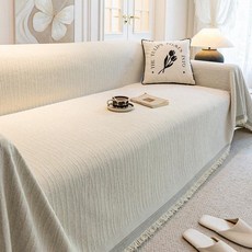 고양이 긁힘 방지 소파 커버 전면 사계절용 방석, 무완 크림화이트