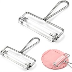 2 Pcs 아크릴 클레이 롤러 4 및 6 인치 클레이 롤링 핀 및 DIY 수제 인쇄용 강철 손잡이가있는 스탬핑 도구, 표시된 대로