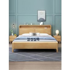 라탄 침대프레임 헤드보드 프레임 더블 usb Q퀸 브라운, I. 침대+1 탁자+코코넛 매트
