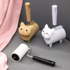 고양이 돌돌이 테이프+리필3P 테이프클리너 세트 보풀 털 먼지제거 사선 롤 테이프, 본품+리필3개, 브라운