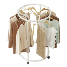 마일드하우스 원형 회전 이동식 스탠드 행거, 화이트