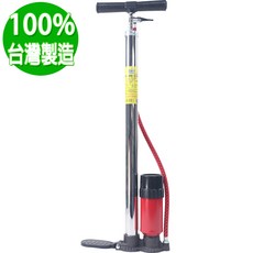 鐵馬高壓直立式打氣筒附氣壓表802-台灣製, 白鐵色, 1個