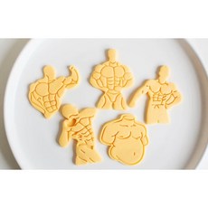 健身肌肉餅乾模具 MAN男士力量造型模具, 1個, 整組5入