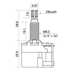 全銅軸 可變電阻 VR Pot 電吉他 Les Paul 500K A類 長軸 厚琴身 專用, 1個, CTS A500 PushPull 長拉