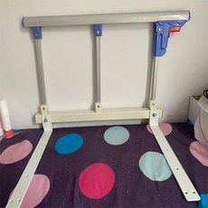 Shark家具 不銹鋼床邊護欄 兒童醫用護理折疊扶手圍欄, 免打孔（帶支架工具包螺絲）適合木板牀,鋁合金款四檔擋【塑料連接件和開關】