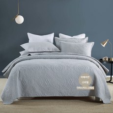 순면 양면 럭셔리 베드 침대 라이트 퀼트 커버 230x250cm, 다마스 그레이, 5. 그레이 230x250cm