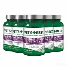 베츠베스트 VET'S Best 고양이 헤어볼 완화 츄어블 정, 60정, 헤어볼+장건강, 5개