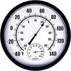 MUMTOP 실내 실외 온도계 10인치 대용량 파티오 홈 거실 침실용 습도계 포함 방수벽 온도계블랙2, Black2