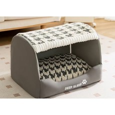 DEEP SLEEP 超大保暖寵物窩 冬季加厚可拆洗狗窩 中大型犬適用 立體不塌防滑底部 四季通用賈斯灰千鳥格XXL, 1個, 賈斯灰千鳥格(加固升級立體不塌),XXL80*68*67(適用40kg內), 賈斯灰千鳥格(加固升級立體不塌)