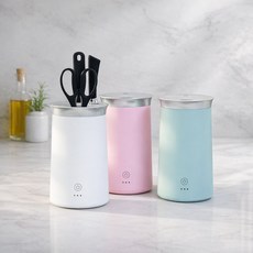 [독일브랜드] UV LED 칼소독기 PTC 열풍 건조 99.9% 살균 칼꽂이 거치대 가위 살균기 분리 세척 위생 주방 선물 화이트 민트 핑크, 1개