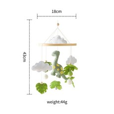新生兒安撫森林恐龍床鈴 0-1歲寶寶床掛搖鈴玩具嬰兒哄睡床鈴吊飾, 樑龍毛氈床鈴, 1個