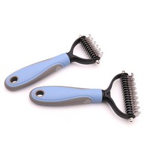 寵物開結梳 雙面不鏽鋼 寵物脫毛梳, 1個, 冷灰色,小號 插卡包裝