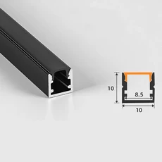 0.5m/1m 10x10mm 검정색 LED 알루미늄 프로파일 W 스타일 채널 5050 5630 스트립 라이트 블랙 밀키 커버 캐, 01 7pcs X 0.5m, 02 1010-1 All Black