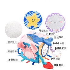 早教玩具手抓球 感知訓練 多功能積木車床搖鈴掛件, 1個, 海洋