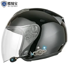 KUQIBAO DOT 오토바이 헬멧 남성 및 전기 자동차 하프 US 3C 듀얼 인증 Bluetooth 포함, 04 M, 03 Bright black a240b