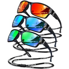 SQOQS 편광 선글라스 남성용 여성용 스포츠 고글 경량 프레임 사이클링 달리기 낚시 운전 UV400 보호 3팩-블랙+블랙블루+블랙브라운, 3팩-블랙블루+블랙레드+블랙그린