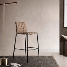 意式現代設計師馬鞍皮吧台椅 高腳靠背島台椅, 裼色(65坐高), 1個