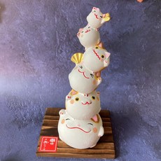龍虎堂 幸福疊疊樂 招財貓, 1個, 1.招財貓/六福招財貓/19-284A