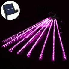 50cm 8 튜브 태양 LED 유성우 빛 휴일 문자열 완벽방수 정원 크리스마스 장식 야외 비 조명, 04 Pink, 02 30cm, 1개
