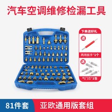 正品貨 純銅汽車空調維修檢漏工具組 測漏查漏試漏堵頭 適用亞洲歐美車型 附電子發票, 81件套/亞歐升級款 多10種車型, 1個