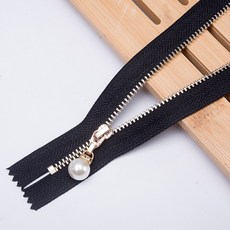 精選優品 小拉鏈拉鎖包包金屬裝飾配件珍珠銅拉鏈專用拉鏈條拉鏈扣拉頭輔料, 黑色20cm 淺金齒 1條, 1個