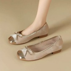 YAPOGI 여성 발편한 스퀘어 리본 플랫 단화 데일리 슈즈