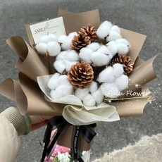 森系永生花乾燥花畢業花束：木棉花七夕情人節禮物，送男女朋友畢業祝福, 摩卡風9木棉花松果