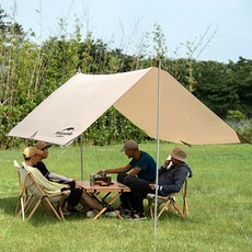 네이처하이크 헥사 타프 150D 폴대 포함 야광스틸팩 세트 4~6인 방수 자외선차단 438x292CM, 베이지