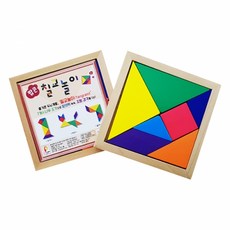 [팝콘에듀] 최고급 원목 칠교놀이 (탱그램 도형 교구), 1개