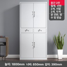 철제 사무실 수납장 사무용 보관함 개인 락커 서류 파일, 1.34mm, 2단 철제 도어 캐비닛