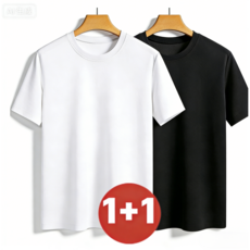 210G 드롭숄더 라운드넥 남녀공용 티셔츠 1+1
