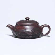 宜興 石黃泥 紫砂壺 名家 手工制做, 1個, 红褐色
