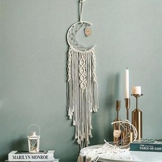 북 직조 태피스트리 드림캐쳐 핸드 펜던트 홈 장식별 달 장식 걸이형 천, [02] Moon Style - 1pcs