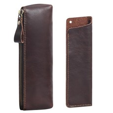 WON 온DERPOOL 가죽 필통 1개 및 만년필 홀더 - 휴대용 컴팩트 드로잉 마커 펜 문구 파우치 (라이트 브라운), 커피