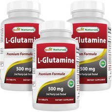 Best Naturals L-글루타민 500 mg 250 정, 250 카운트(3개들이 팩), 250정