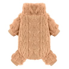 강아지 스웨터 플리스 터틀넥 겨울 강아지 옷 소형견 여아 남아용 따뜻한 플리스 강아지 파자마 우주복 애완동물 옷 강아지 스웨터 파자마 강아지 점프수트 강아지 의상 로즈 핑, Khaki