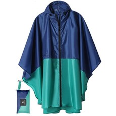 유니 레인 판초 후드 방수 우비 재킷 성인 여성 용 남성용(카키-화이트), 그린-블루