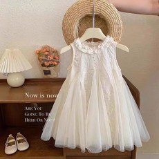 女童公主連衣裙 夏季新款 花朵刺繡 網紗裙