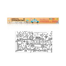 Flower monaco多功能兒童塗鴉彩繪捲軸(太空/自然/海洋 海洋款含口袋蠟筆)，激發無限想像力，培養色彩認知，環保無毒材質, 1個, 交通汽車