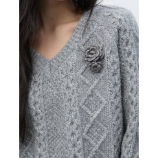 매장정품 제너럴아이디어 핸드메이드 니트 플라워 브로치 세트 [GREY] WBE4L98523